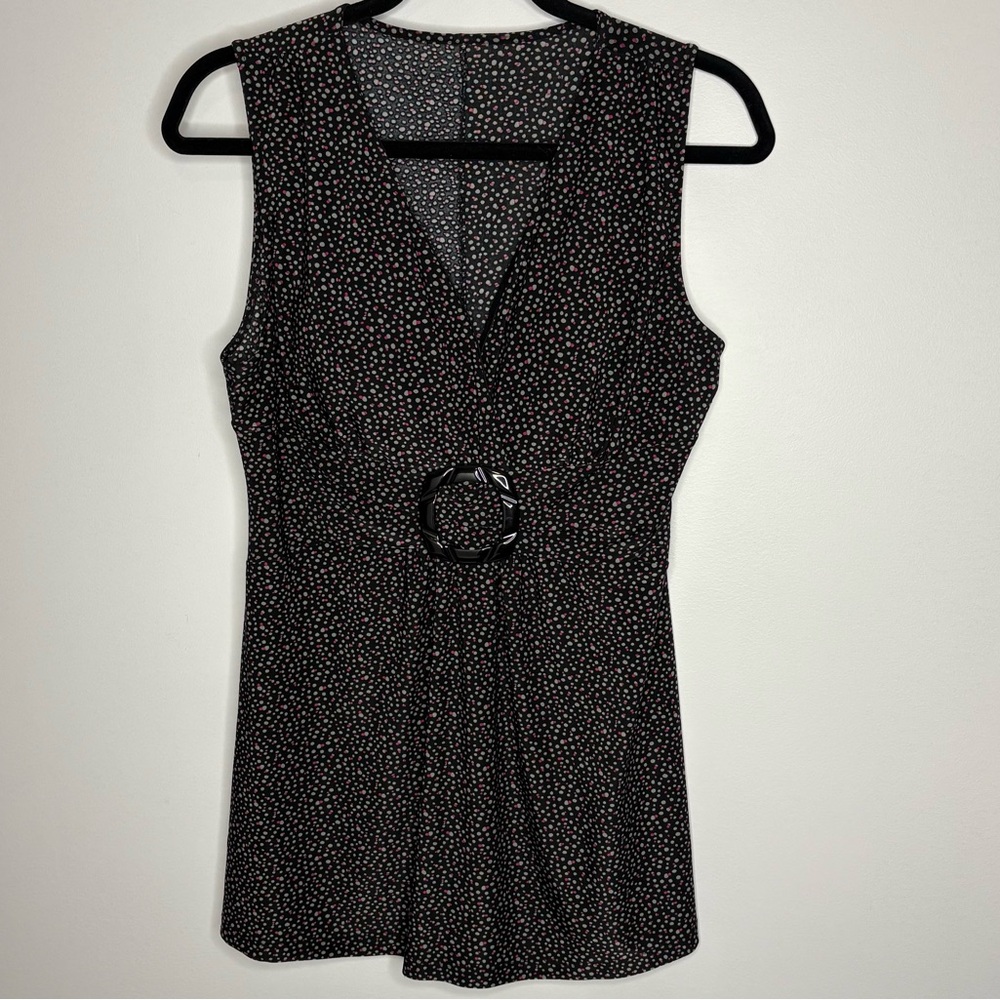 Sleeveless Top Size M with Belted Detail Stretch Sewn in Bra Cups